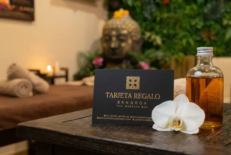 Tarjeta regalo de masajes en Barcelona con presentación de lujo para regalar bienestar y salud.